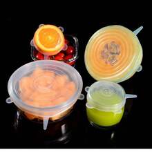 1套含6個矽膠膜,適用於野餐、露營、廚房、微波爐和冰箱,防塵、安全可食用,可重複使用。6種不同大小的尺寸可適合各種容器。創新的2024年夏季廚房配件 - 白色 - 查看 3