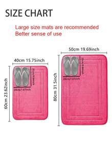 1 件情人節主題法蘭絨柔軟觸感浴地毯,玫瑰紅色,簡約風格,吸水防滑,適合浴室、臥室、客廳 - 玫紅色 - 查看 3