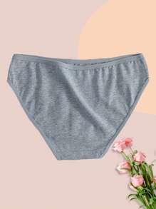 女性6入組簡單純色高彈性舒適透氣中腰臀位三角褲，親膚款式