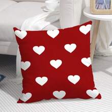 1 件情人节白色背景红色心形图案靠垫套，浪漫方形枕套，适用于客厅卧室沙发装饰，周年纪念日女友礼物 - 紅白色 - 查看 9