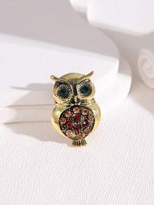 1pc High-Grade Alloy Owl Shaped Animal Brooch, Multi-Functional Clothing Accessory Pin For Wedding Decoration, Gift - Multicolor - View 4