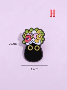 1只黑貓搞笑琺瑯針頭,定制大眼小貓胸針,花卉動物卡通搞笑珠寶禮物 - 彩色 - 查看 10