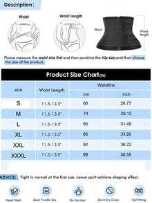 女士腰部训练带、腰部训练器腰带、桑拿汗水腰带、运动腰带、收腹带、腹部健身训练器紧身胸衣 - 黑色 - 查看 4