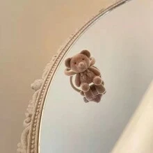 1pc Plush Teddy Bear Design Open Ring - Brown - View 6