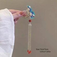 Boho 1pc Traditional Chinese Style Hair Comb With Clip - Multicolor - View 3