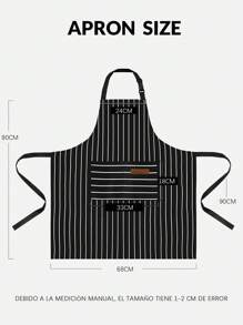 2 Piezas mandiles de cocina para chef multiuso meseros barbería pintores delantal - Blanco y Negro - Ver 9