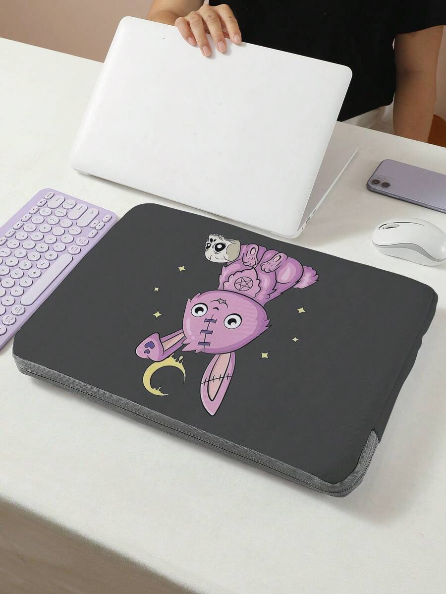 深色兔子图案印花笔记本电脑包 电脑布套 配件 软笔记本电脑包 软电脑套 笔记本电脑套 平板电脑皮包 笔记本电脑拉链电脑套 学校商务办公室教室笔记本电脑包 教室包 教师收纳包 教室收纳包 - 彩色 - 查看 1