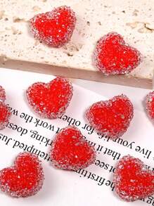 5pcs/Set Heart Shaped Beads For Pen Decorative,Bubblegum Beads,Pen Focal Beads,Chunky Beads For Decorative Pen - Red - View 1