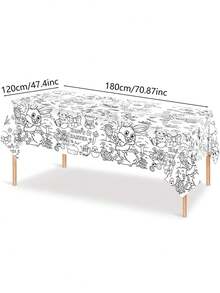 1pc Creative Print Tablecloth For Doodling And Decorating, Kindergarten Tablecloth Decoration - White - View 3