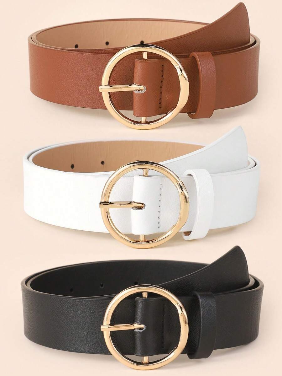 Bộ 3 chiếc thắt lưng bản rộng dành cho nữ, thắt lưng phong cách thường ngày có khóa tròn trang trí bằng kim loại cho mùa hè, mùa thu, mùa đông, Halloween - Nhiều màu - Xem 1