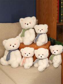 可愛圍巾熊毛絨玩具帶填充娃娃和熊貓形狀枕頭,情人節和新年禮物送給女友 - 綠色 - 查看 6