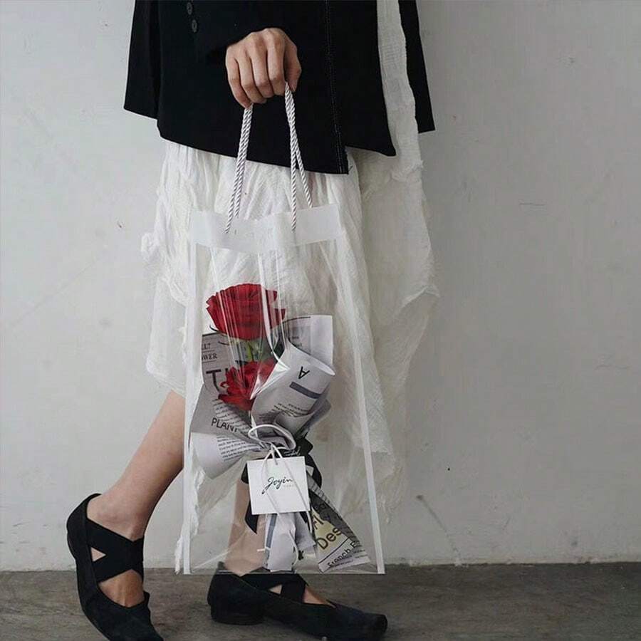 10 cái/gói Trong suốt Ngày lễ tình nhân Hoa Bó hoa Túi quà tặng , Chống nước - trắng - Xem 1