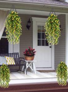 1pc Artificial Ivy Simulated Plants For Indoor Outdoor Garden Door Wall Wedding Party Table Decoration - Yellow - View 1