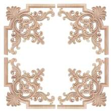 2入組實木背板雕刻貼紙,角落花卉裝飾,歐式連接器,法式天花板裝飾,全木裝置 - 杏色 - 查看 1