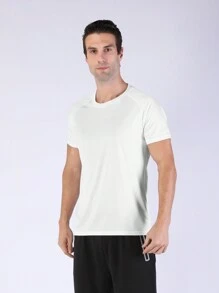 Men's Quick-Drying Mesh Sports Shirt, Casual Breathable Loose T-Shirt, Fitness Sportswear, Crew Neck Short-Sleeve Top For Outdoor Gym Running Gym Clothes Men - White - View 6