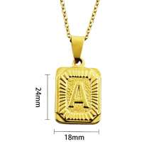 1pc Women's Titanium Steel Letter Necklace - 26 Alphabet Square Plate Pendant Clavicle Chain, Suitable For Daily Wear, Festivals And Parties - M - View 3