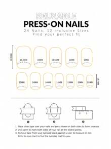 24pcs Short Square French Style 3d Cute Panda Design Cartoon Nail Art Set Long Press On Nails Suitable For Parties, Dancing Or Daily Wear Nail Supplies - Black and White - View 5