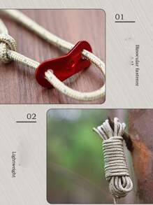 1 pieza Cuerda de nylon de 4MM de grosor de estilo aleatorio para uso en interiores y exteriores, cuerda a prueba de viento para soporte de dosel o tienda de campaña, longitud ajustable 4m para tendedero - Multicolor - Ver 4