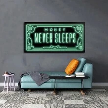 1入無框綠色flash Money牆掛海報,牆掛畫布、布畫 - 彩色 - 查看 2