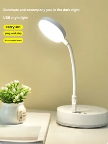 Usb Small Night Light Eye-Caring & Energy-Saving Portable Led Reading Lamp, With Power Bank Function, Flexible And Durable Metal Silicone Hose Design - Milky - View 3