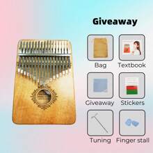 1pc Professional 17-Key Wooden Kalimba Thumb Piano Instrument, Already Tuned With Standard Pitch, Perfect Musical Gift For Family And Children - log color - View 4