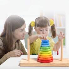 10層河內塔木製拼圖玩具,附贈隨機顏色木盒,非常適合作為禮物贈送給孩子 - 十層漢諾塔(顏色隨機 木盒裝) - 查看 1