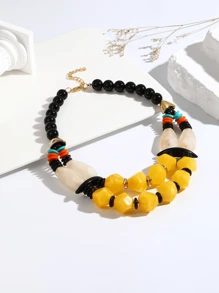 1條時尚珠子項鍊適用於女性 - 彩色 - 查看 5