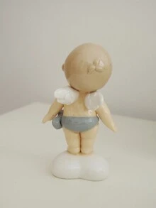 1個天使雕像陶瓷創意豪華風格工藝品,適用於桌面,辦公室,家庭裝飾 - 杏色 - 查看 6