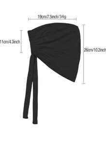 Awegeo 女士头巾内衬 - 可调节系带头巾，柔软透气休闲头巾，适合日常佩戴，灵感源自护发底帽睡眠帽 - 黑色 - 查看 3