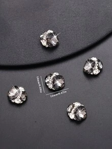 5pcs Vintage 3d Classic Rhinestone Millefiori Nail Art Decoration - Black - View 4