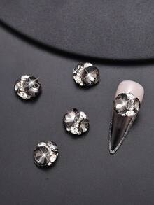 5pcs Vintage 3d Classic Rhinestone Millefiori Nail Art Decoration - Black - View 3