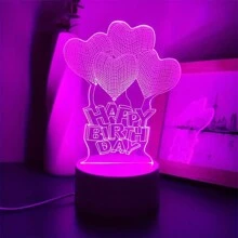 1 件 3d 心形氣球 Led 夜燈,變色臥室氛圍 Led 檯燈 - 完美的禮物創意 - 白色 - 查看 6
