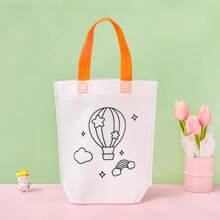 Set de 4/6/8/12/16 piezas Bolsas de tela no tejida con diseños de grafiti para colorear manualmente, un regalo para estudiantes con estilo de dibujos animados (color del asa aleatorio, combinación de estilos aleatoria, el patrón completo se muestra en detalles)