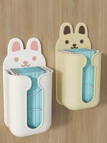 1pc Multi-Functional Wall-Mounted Tissue Box With Mask Storage Compartment For Living Room & Bathroom - Apricot - View 8