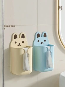 1pc Multi-Functional Wall-Mounted Tissue Box With Mask Storage Compartment For Living Room & Bathroom - Apricot - View 4