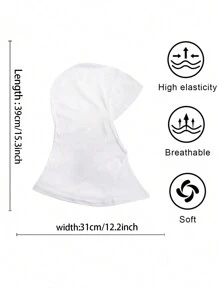 Awegeo 1pc Women's Turban Cap, Solid Color High Elasticity Fashionable Brimless Hat, Outdoor Riding Casual Sports Style Headwrap - White - View 2