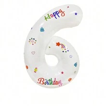 Us Version 32-Inch White Number Birthday Foil Balloon Decoration, Aluminum Film Photo Scene Prop - Khaki - View 1