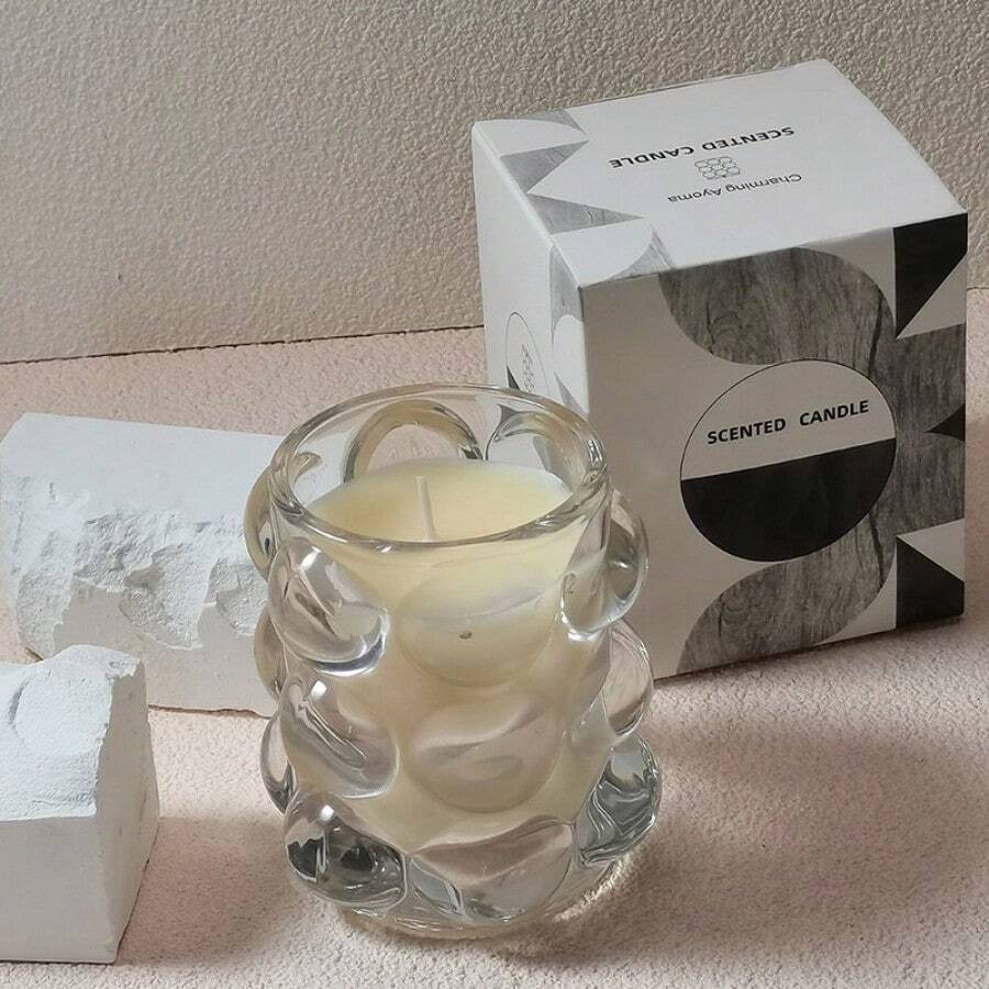 1pc Scented Candle - Modern Aromatherapy For Home Decor And Stress Relief - White - View 1