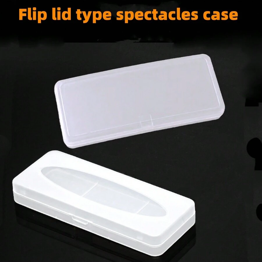 Unisex Glasses Case, New Design Flip-Over Frosted Clip-On Lens Box, Pressure Resistant Plastic Oversized Eyeglasses Storage Box - Transparent Arc - View 1