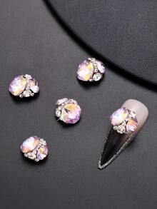 5入組3d復古千花玻璃水鑽美甲裝飾 - 紫丁香色 - 查看 3