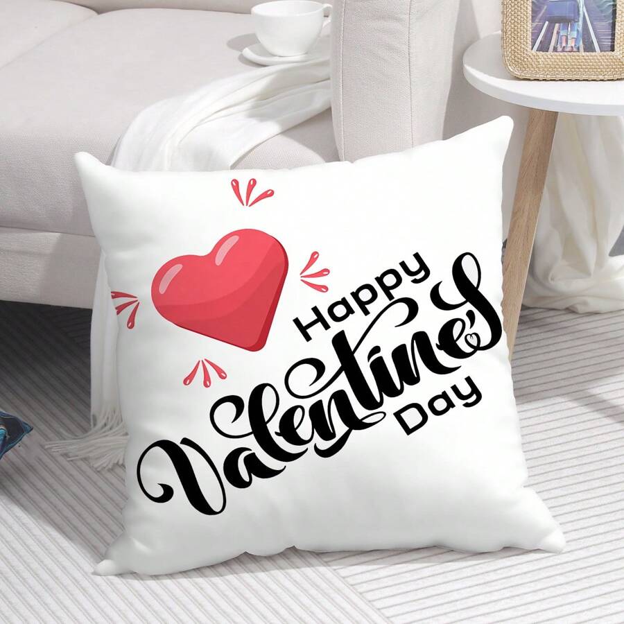 1 件情人節愛心字母印花枕頭套,北歐風格家居裝飾枕套適用於客廳沙發墊套 - 彩色 - 查看 1