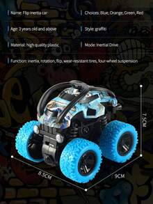 1pc Four-Wheel Drive Inertia Off-Road Vehicle Model Racing Sports Car Toy For Children, 360° Rotatable, Ideal For Boys As Gift - Blue - View 12