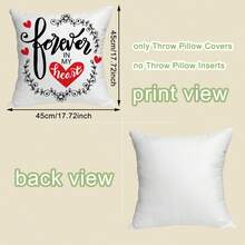 1 件情人節紅心圖案印花枕套,居家裝飾靠墊套適用於沙發枕墊,客廳