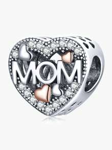 1入組華麗的925純銀母愛心魅力珠,適用於女性手鍊手鐲、diy珠寶製作、女友禮物、優質女士珠寶 - 銀色 - 查看 4