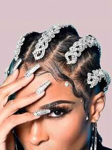 1pc Exaggerated Headband For Nightclub With Rhinestone Decoration - Silver - View 4