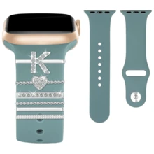 6入組硅膠帶裝飾環和alphabet Abc設計,兼容38mm蘋果手錶 - 彩色 - 查看 38