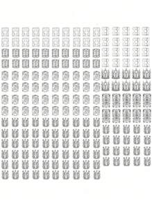 200 piezas Juego de anillos de aluminio para trenzar el cabello, Kit de accesorios para el cabello DIY, Pasadores para el cabello, Pinzas para el cabello, Artículos escolares - Plateado - Ver 12