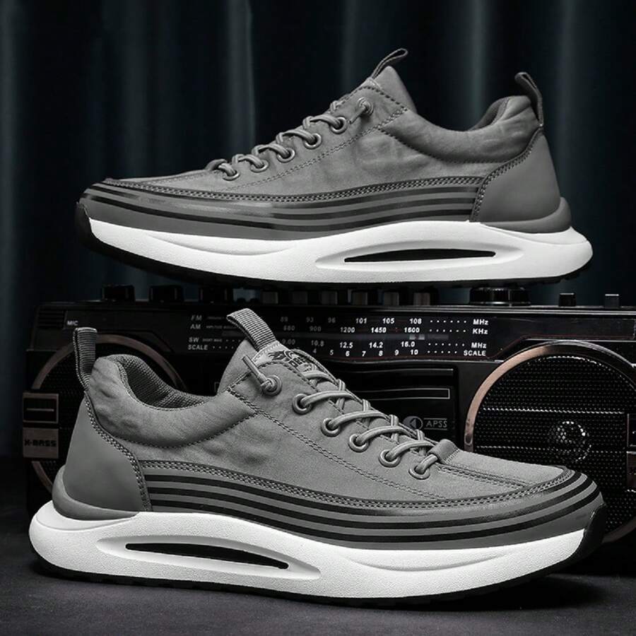 Nam Cá sấu Kết cấu Đế dày Giày thể thao , Chống trơn trượt , Thoáng khí Giày Chạy bộ , Đúng mốt Ô dù Vải Giải trí Cắt thấp Vải Giày dép - Xám - Xem 1