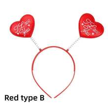 1件情人節派對髮飾愛心形3d紅色頭箍,適合女孩、男孩、情侶贈禮 - 紅色B款 - 查看 6