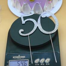 50th Birthday Party Silver Rhinestone Cake Topper, Happy Birthday Cake Decoration Pick (Silver) - Silver - View 5
